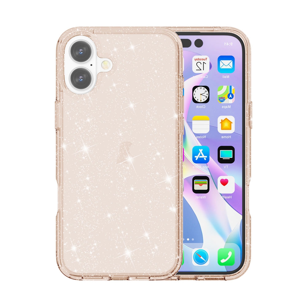 For iPhone 16 Plus Shockproof Terminator Glitter Powder Phone Case(Gold) - Shopkiz.com