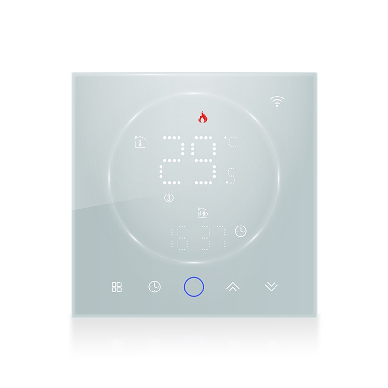 BHT-008GCL 95-240V AC 5A Smart Home Boiler Heating LED Thermostat Without WiFi(White) - Shopkiz.com