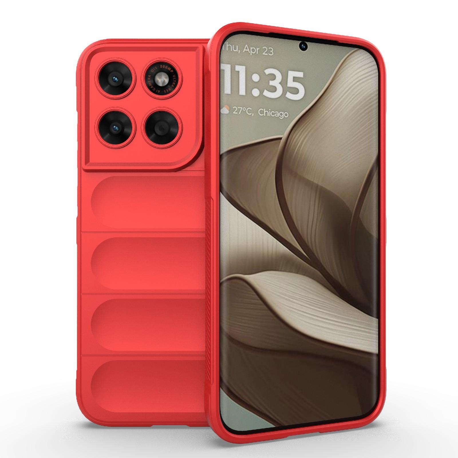 For Motorola Moto G87 5G Global Magic Shield TPU + Flannel Phone Case(Red) - Shopkiz.com