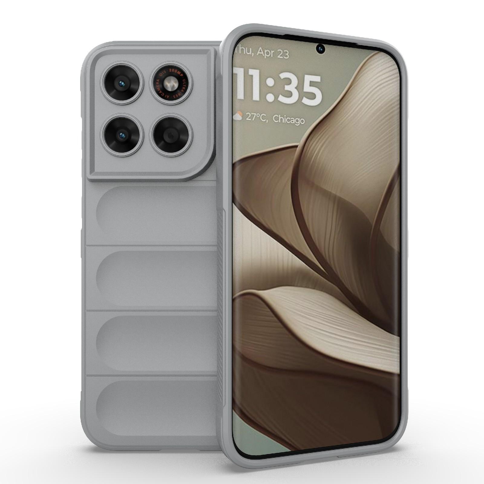For Motorola Moto G87 5G Global Magic Shield TPU + Flannel Phone Case(Grey) - Shopkiz.com