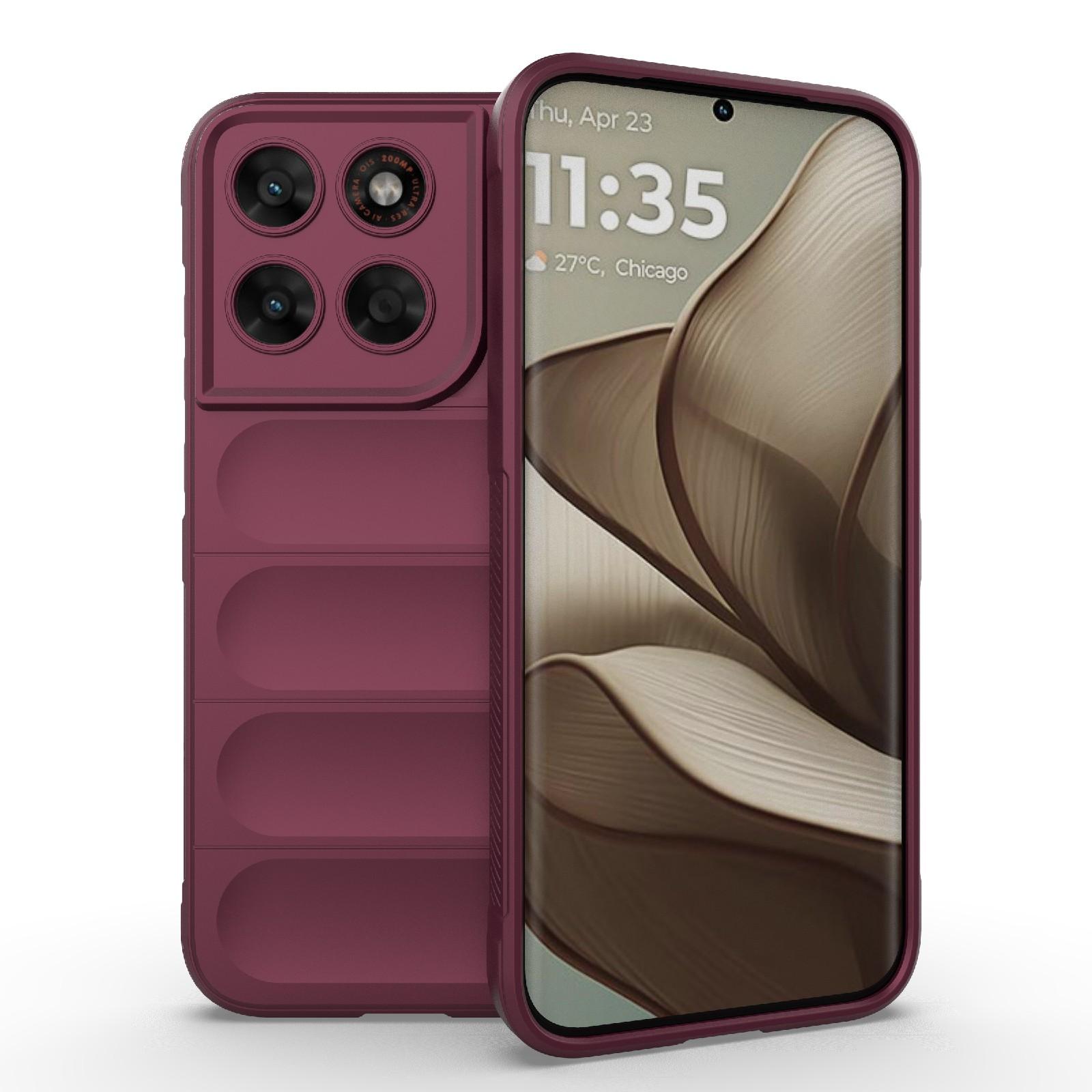 For Motorola Moto G87 5G Global Magic Shield TPU + Flannel Phone Case(Wine Red) - Shopkiz.com