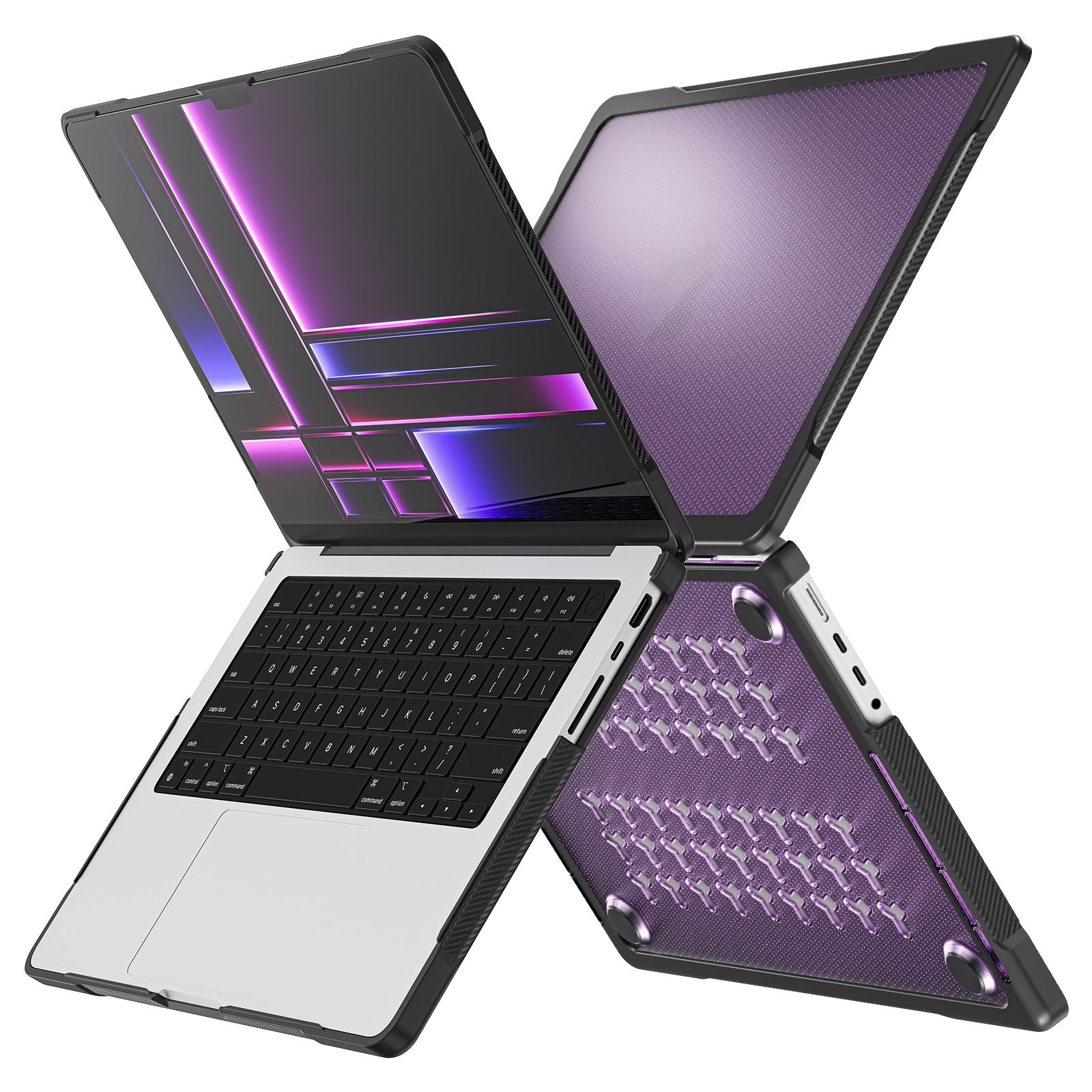 For MacBook Pro 14.2 inch 2023 / 2021 Dot Translucent Laptop Protective Case(Transparent Purple) - Shopkiz.com