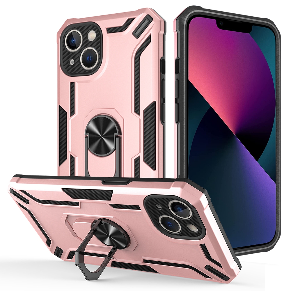 For iPhone 15 Plus Warship Armor 2 in 1 Shockproof Phone Case(Rose Gold) - Shopkiz.com