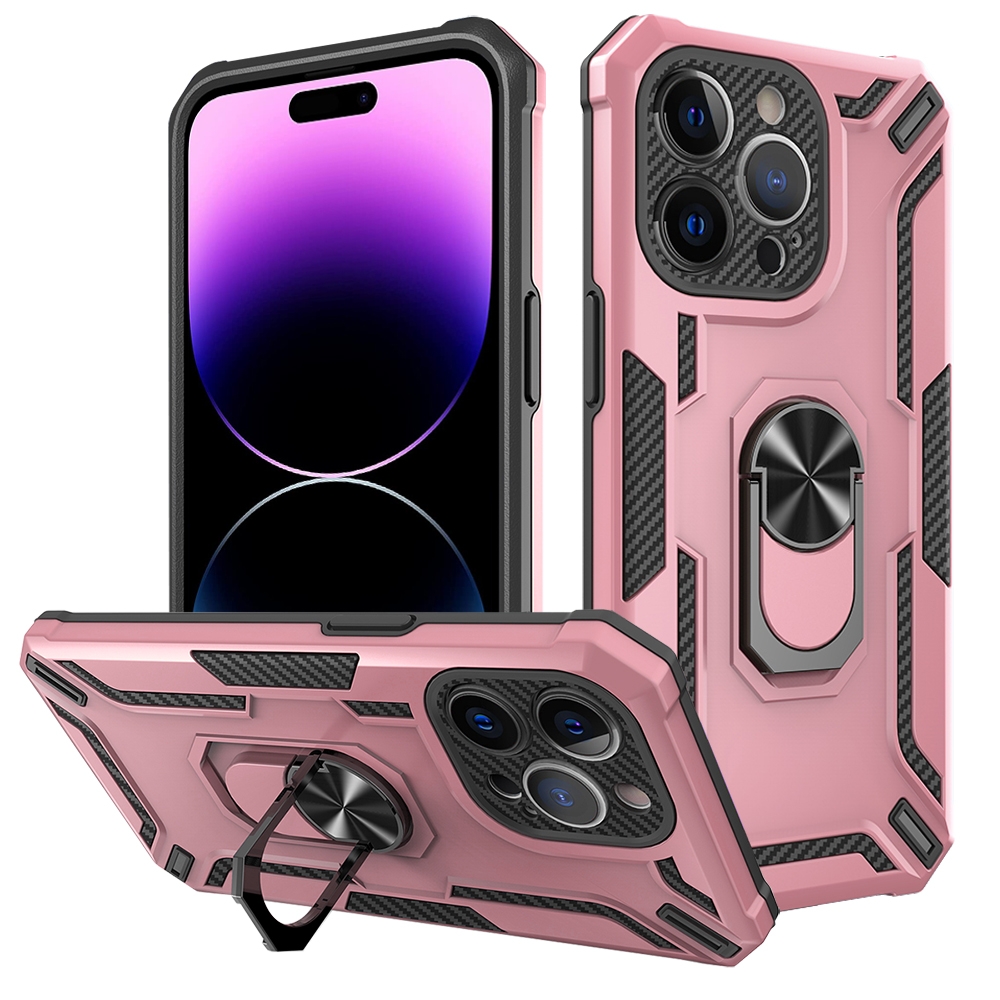 For iPhone 15 Pro Max Warship Armor 2 in 1 Shockproof Phone Case(Rose Gold) - Shopkiz.com