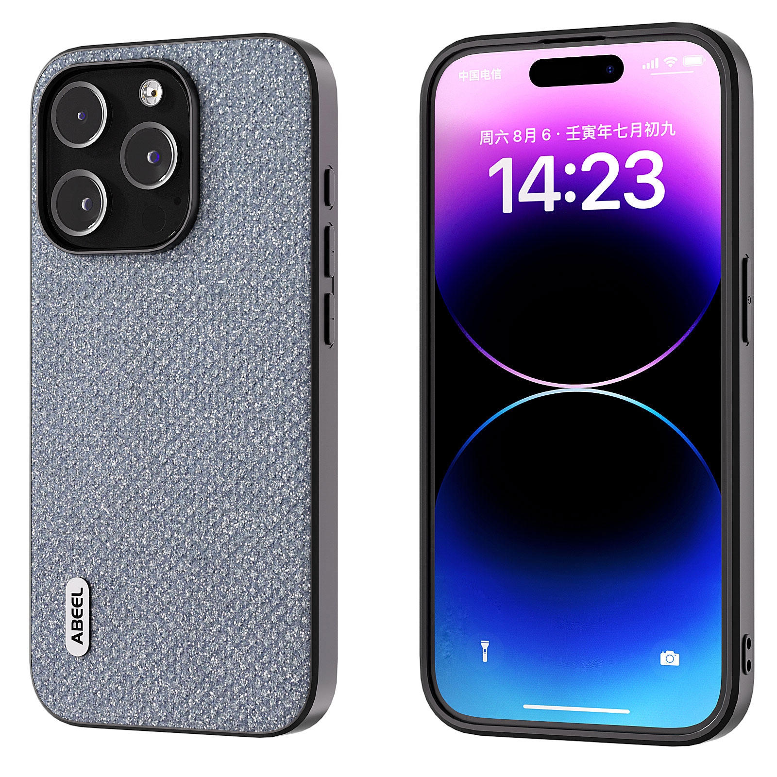 For iPhone 14 Pro Max ABEEL Diamond Black Edge Phone Case(Jewel Black) - Shopkiz.com