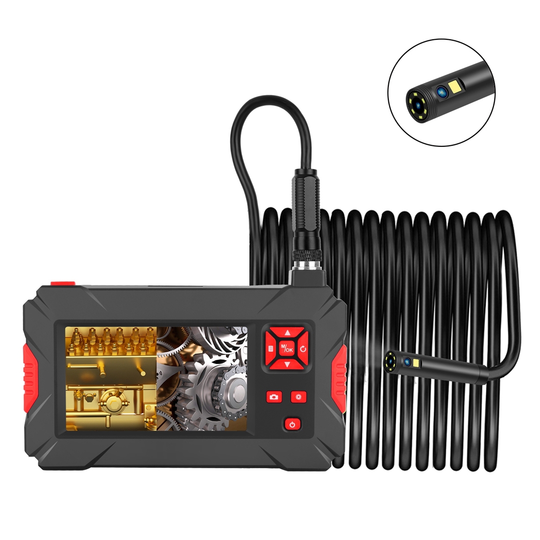 P30 5.5mm 1080P IP68 Waterproof 4.3 inch Screen Dual Camera Digital Endoscope, Length:2m Hard Cable(Black) - Shopkiz.com