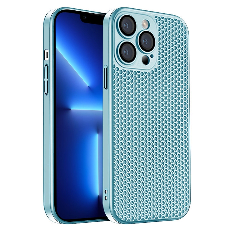 For iPhone 13 Pro Honeycomb Radiating PC Phone Case(Sky Blue) - Shopkiz.com