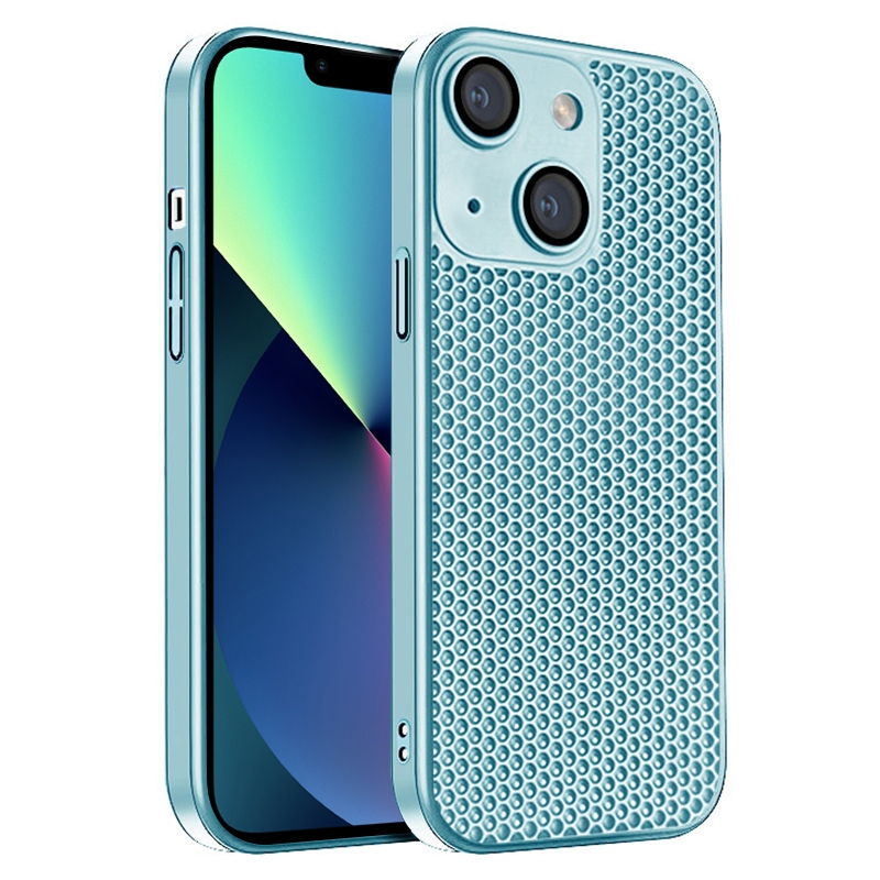 For iPhone 13 Honeycomb Radiating PC Phone Case(Sky Blue) - Shopkiz.com