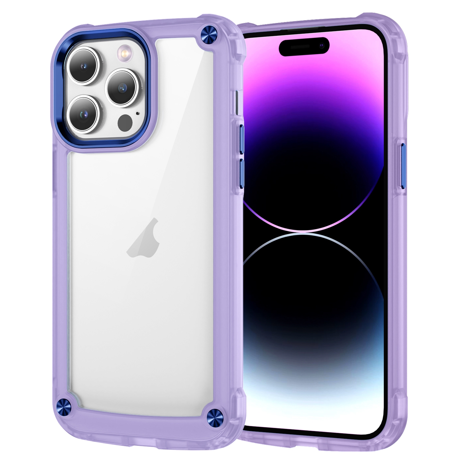 For iPhone 14 Pro Skin Feel TPU + PC Phone Case(Transparent Purple) - Shopkiz.com