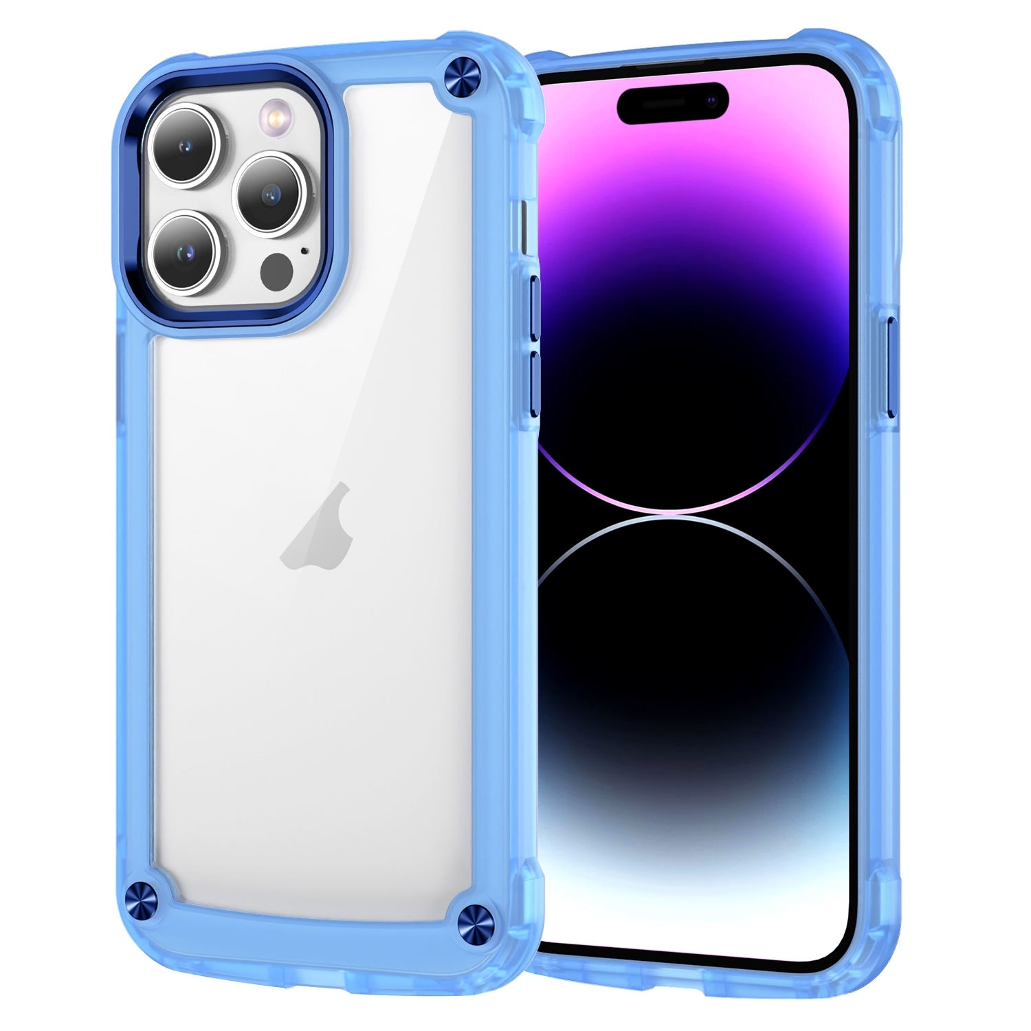 For iPhone 15 Pro Max Skin Feel TPU + PC Phone Case(Transparent Blue) - Shopkiz.com