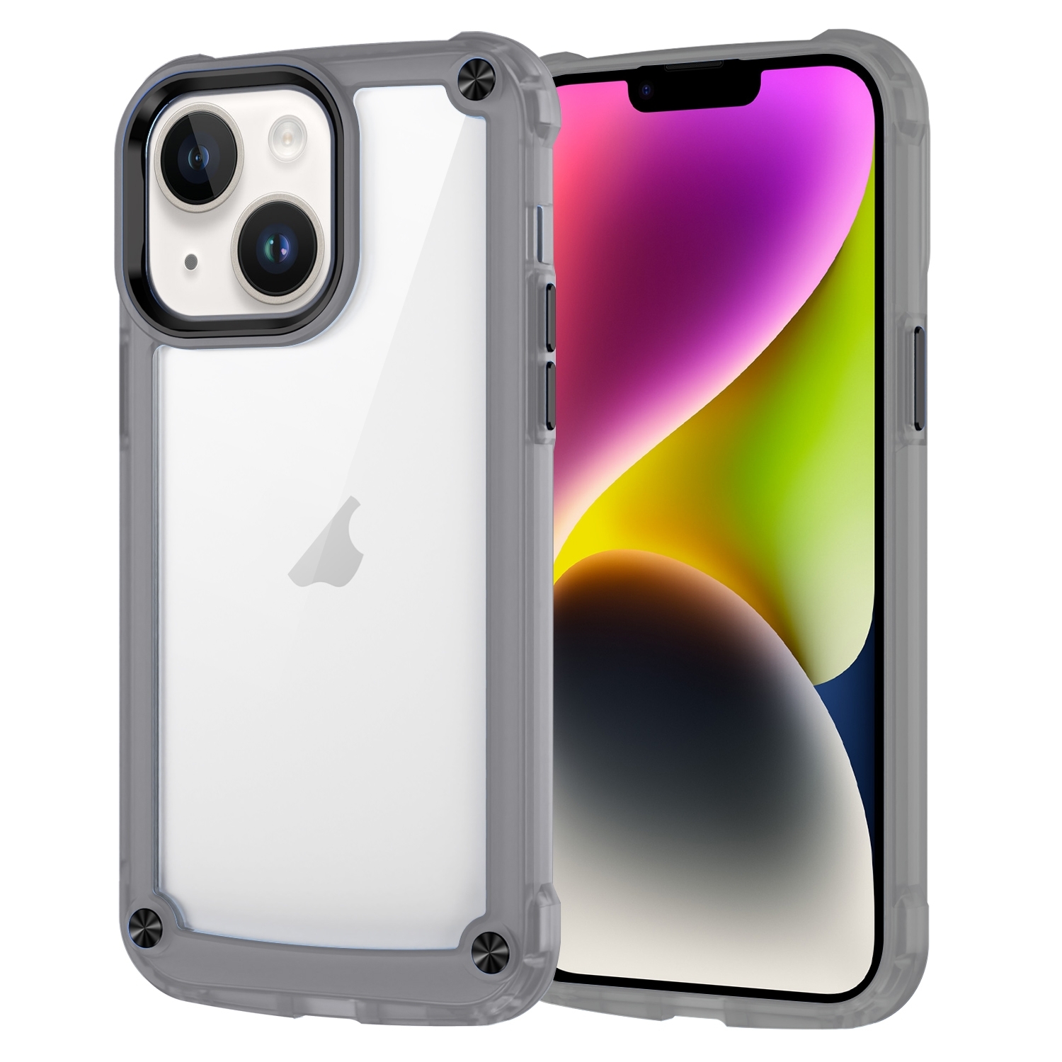 For iPhone 15 Skin Feel TPU + PC Phone Case(Transparent Black) - Shopkiz.com