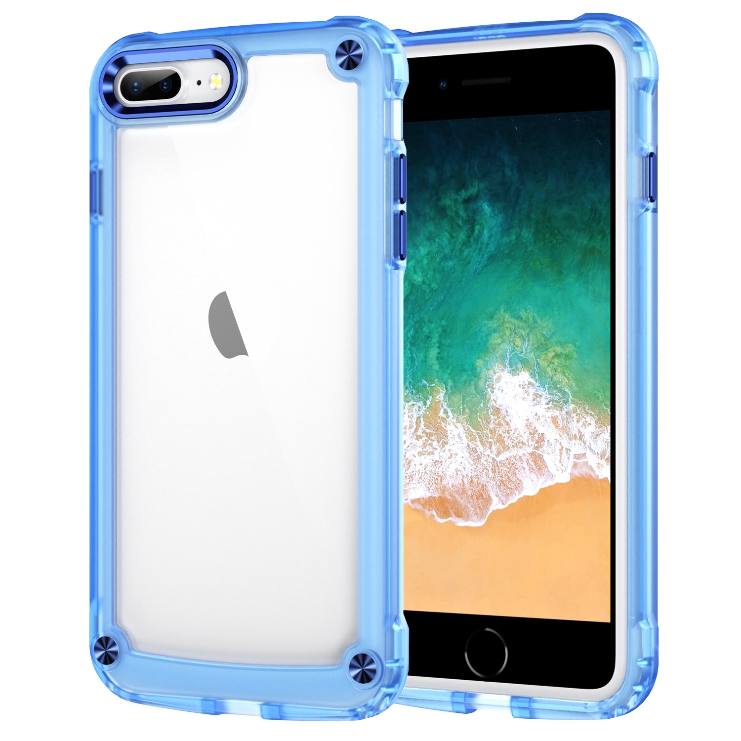 For iPhone 8 Plus / 7 Plus Skin Feel TPU + PC Phone Case(Transparent Blue) - Shopkiz.com