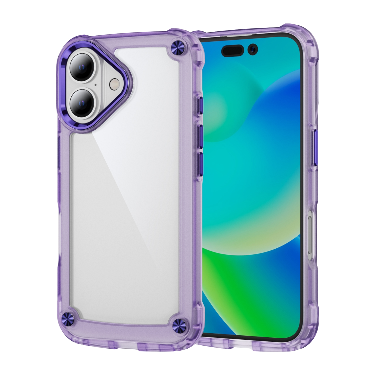 For iPhone 16 Plus Skin Feel TPU + PC Phone Case(Transparent Purple) - Shopkiz.com