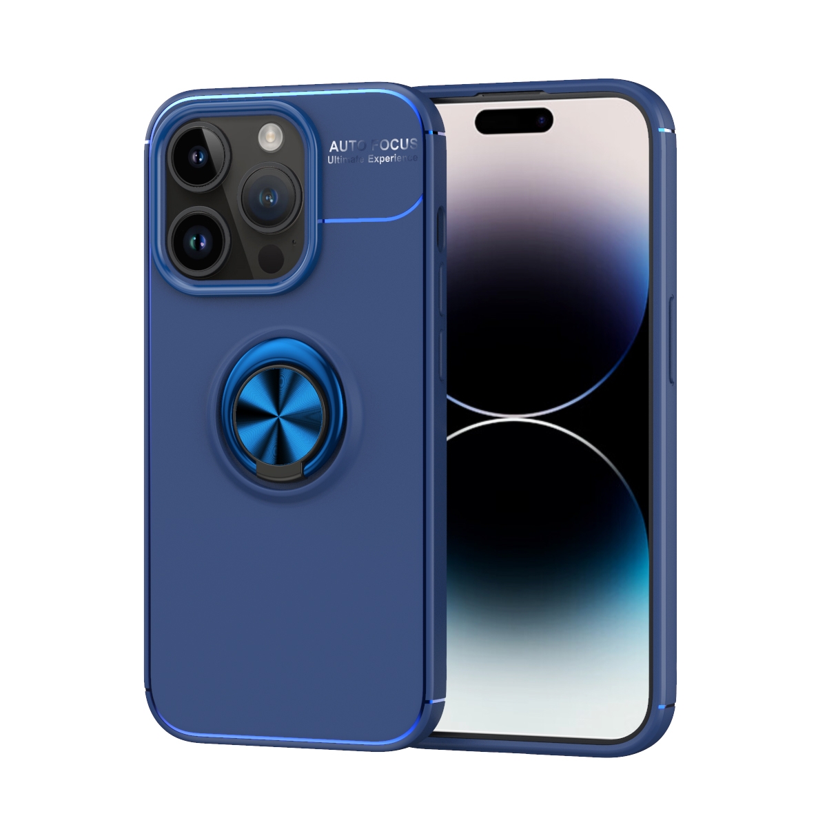 For iPhone 15 Pro Metal Ring Holder TPU Phone Case(Blue) - Shopkiz.com