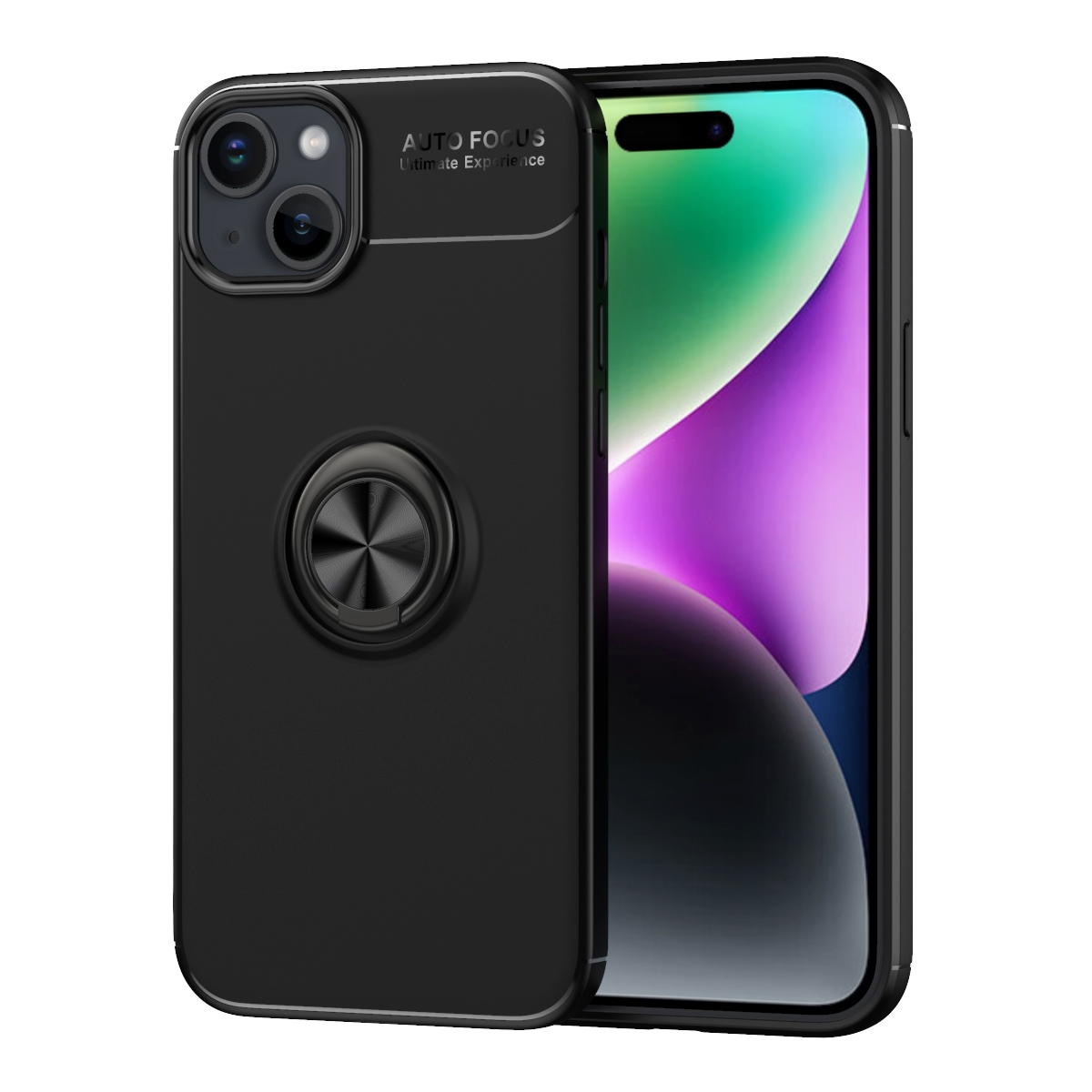 For iPhone 15 Plus Metal Ring Holder TPU Phone Case(Black) - Shopkiz.com