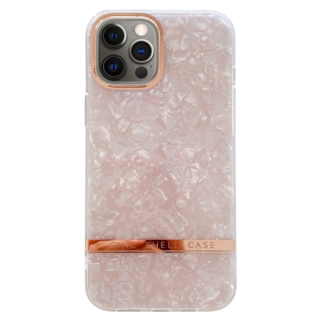 For iPhone 12 Pro Electroplating Shell Texture TPU Phone Case(Pink) - Shopkiz.com
