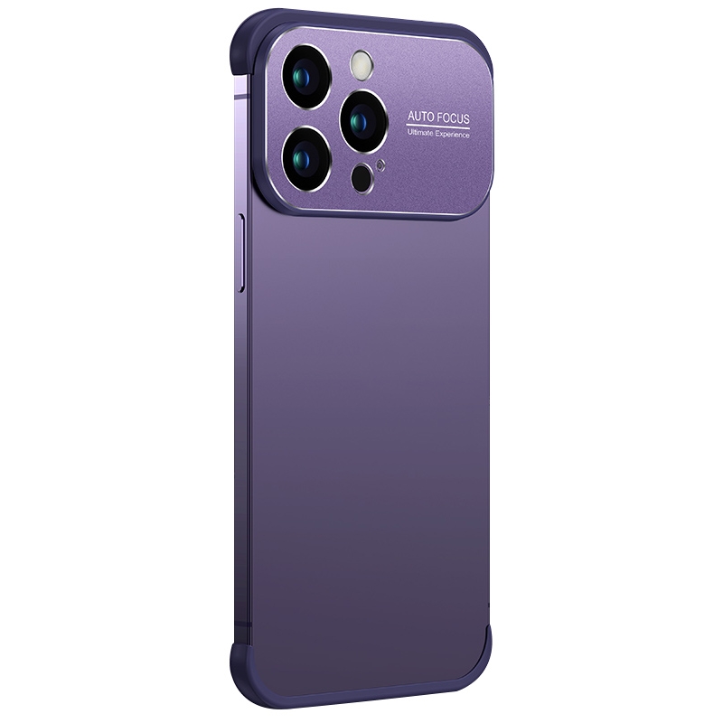 For iPhone 13 Pro Metal Large Window + TPU Corners Phone Protective Frame(Dark Purple) - Shopkiz.com