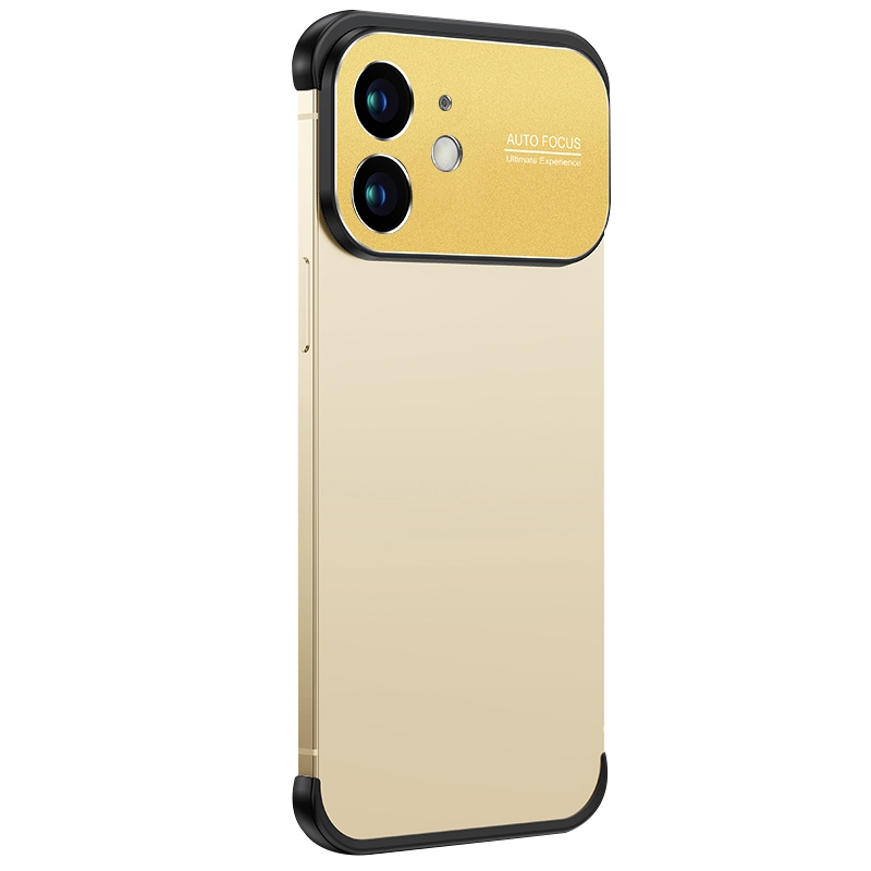 For iPhone 12 Metal Large Window + TPU Corners Phone Protective Frame(Gold) - Shopkiz.com