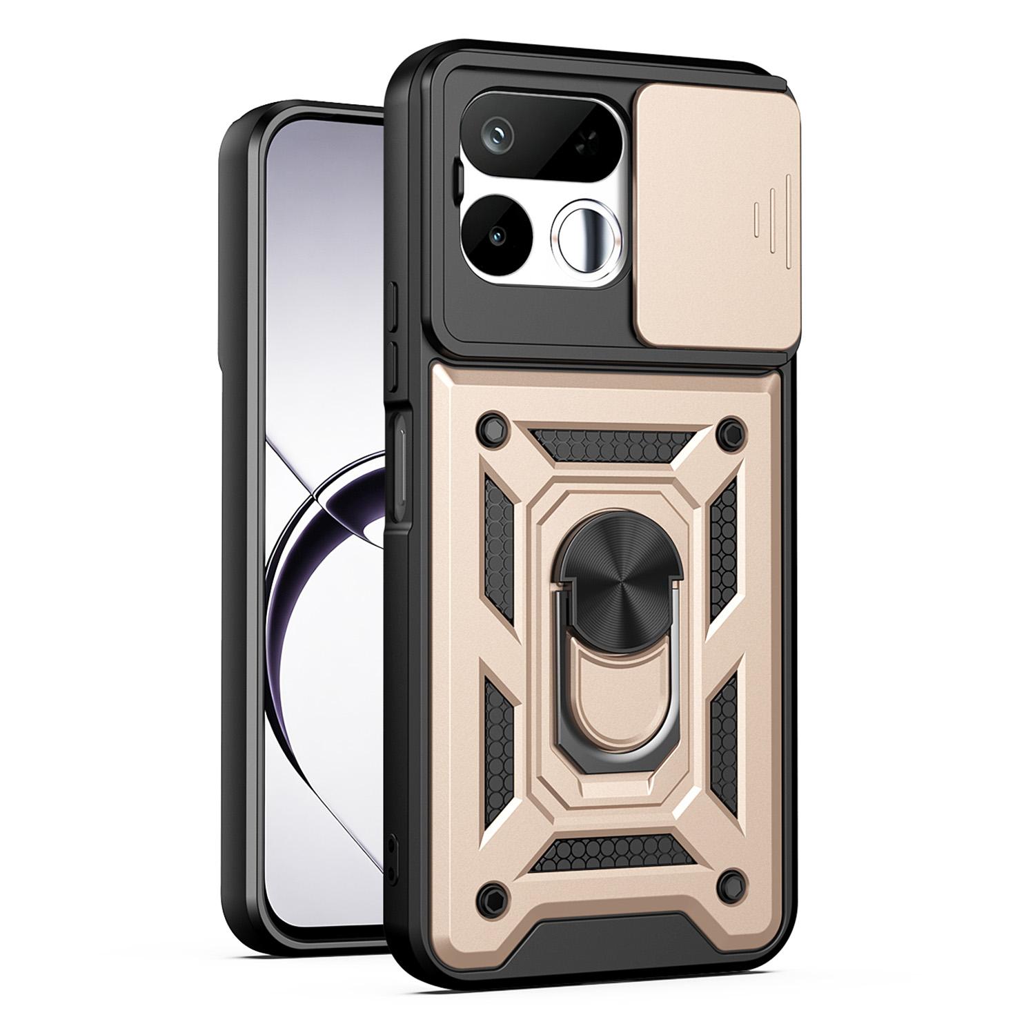For Realme 16T 5G Sliding Camera Cover Design TPU+PC Phone Case(Gold) - Shopkiz.com