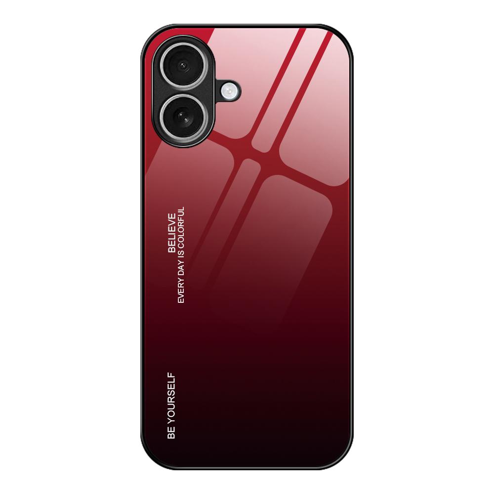 For iPhone 17 Gradient Color Glass Phone Case(Red Black) - Shopkiz.com