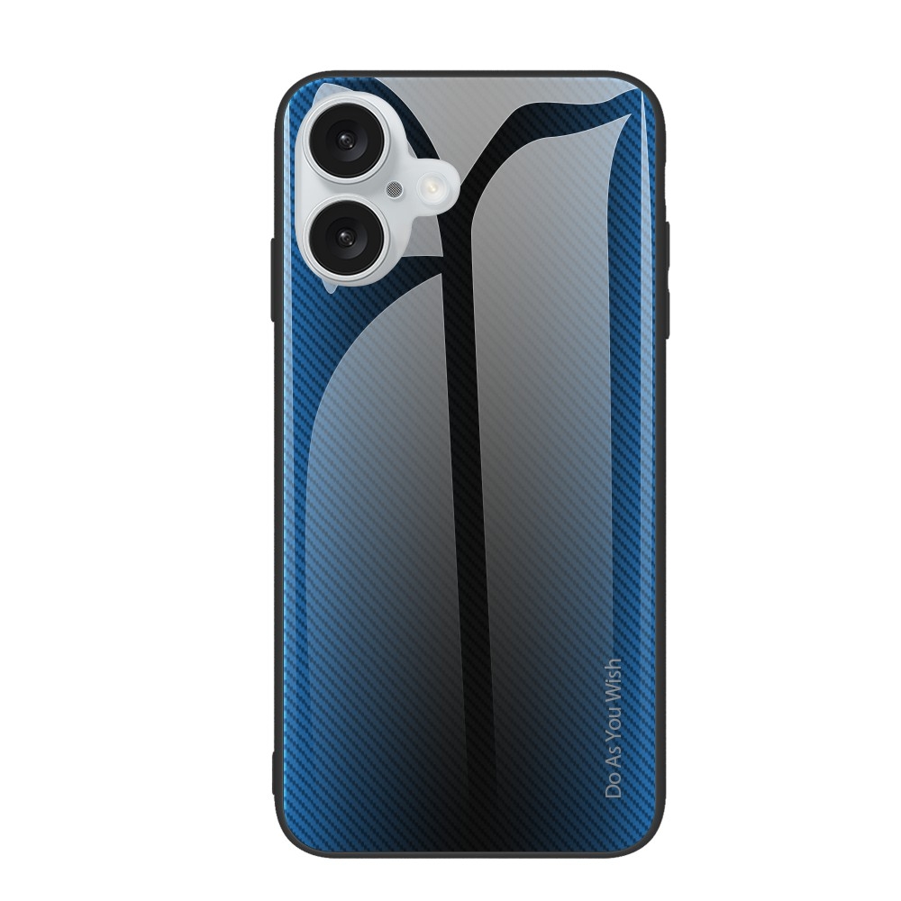 For iPhone 16 Plus Texture Gradient Glass TPU Phone Case(Blue) - Shopkiz.com