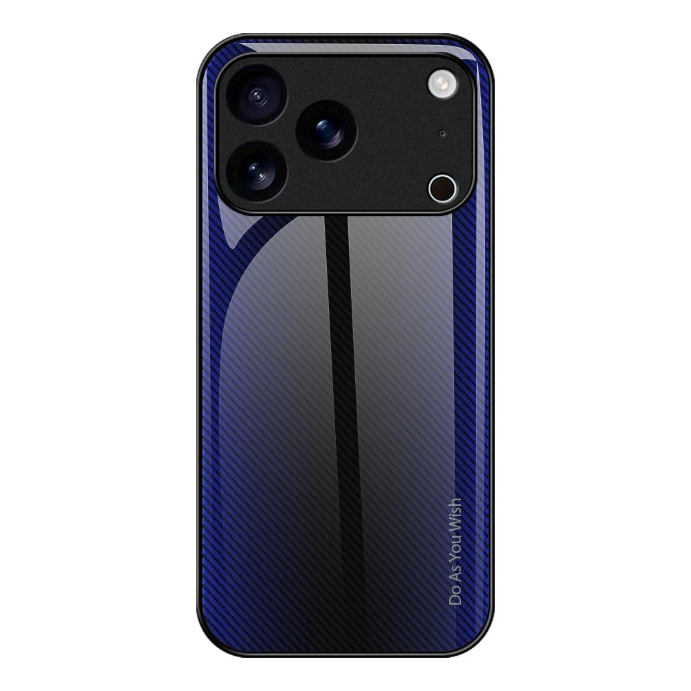 For iPhone 17 Pro Max Texture Gradient Glass TPU Phone Case(Dark Blue) - Shopkiz.com