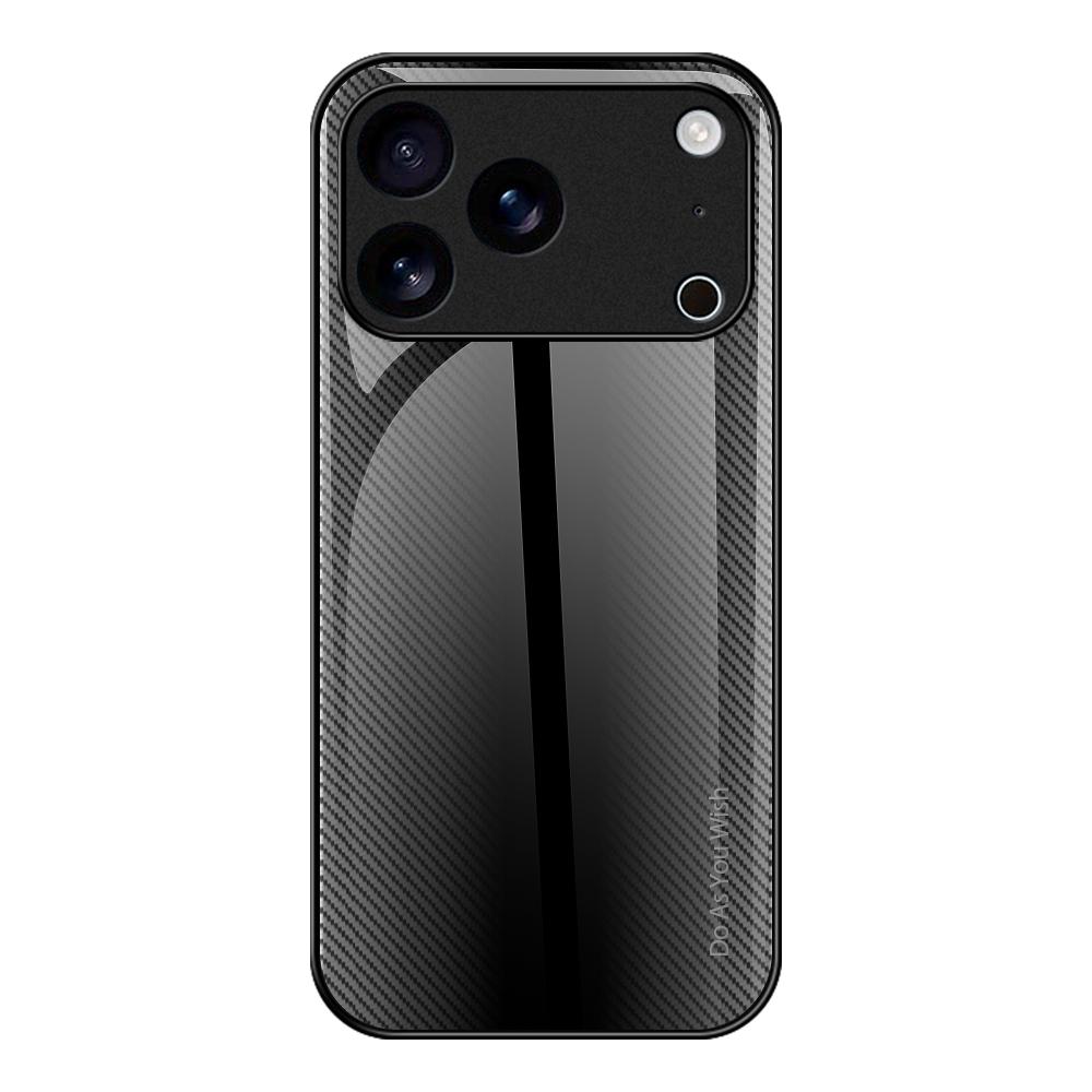 For iPhone 17 Pro Max Texture Gradient Glass TPU Phone Case(Black) - Shopkiz.com