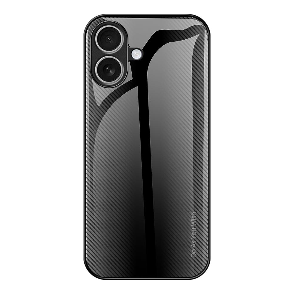 For iPhone 17 Texture Gradient Glass TPU Phone Case(Black) - Shopkiz.com