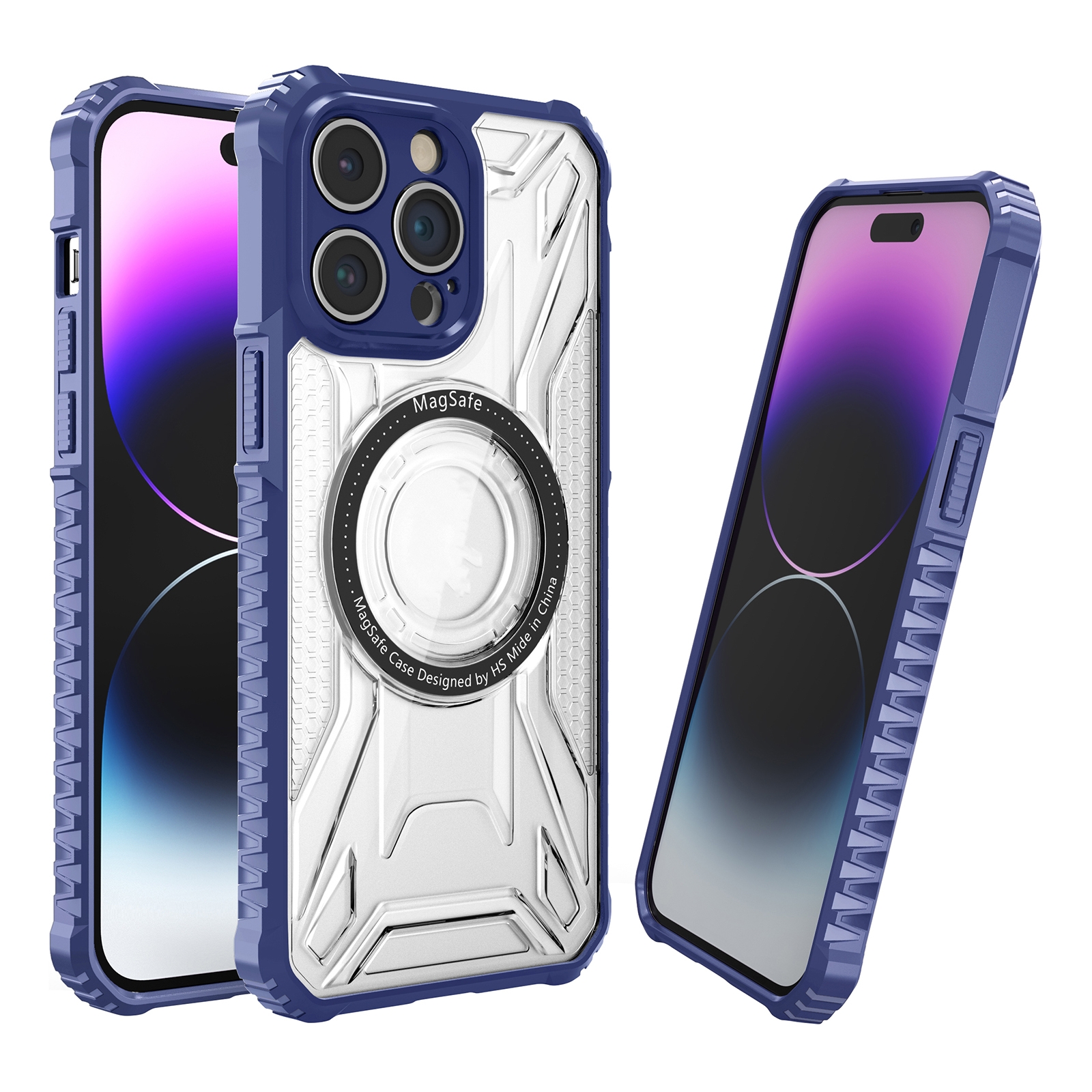 For iPhone 15 Pro Max Double-sided Non-slip PC+TPU Magsafe Magnetic Phone Case(Royal Blue) - Shopkiz.com
