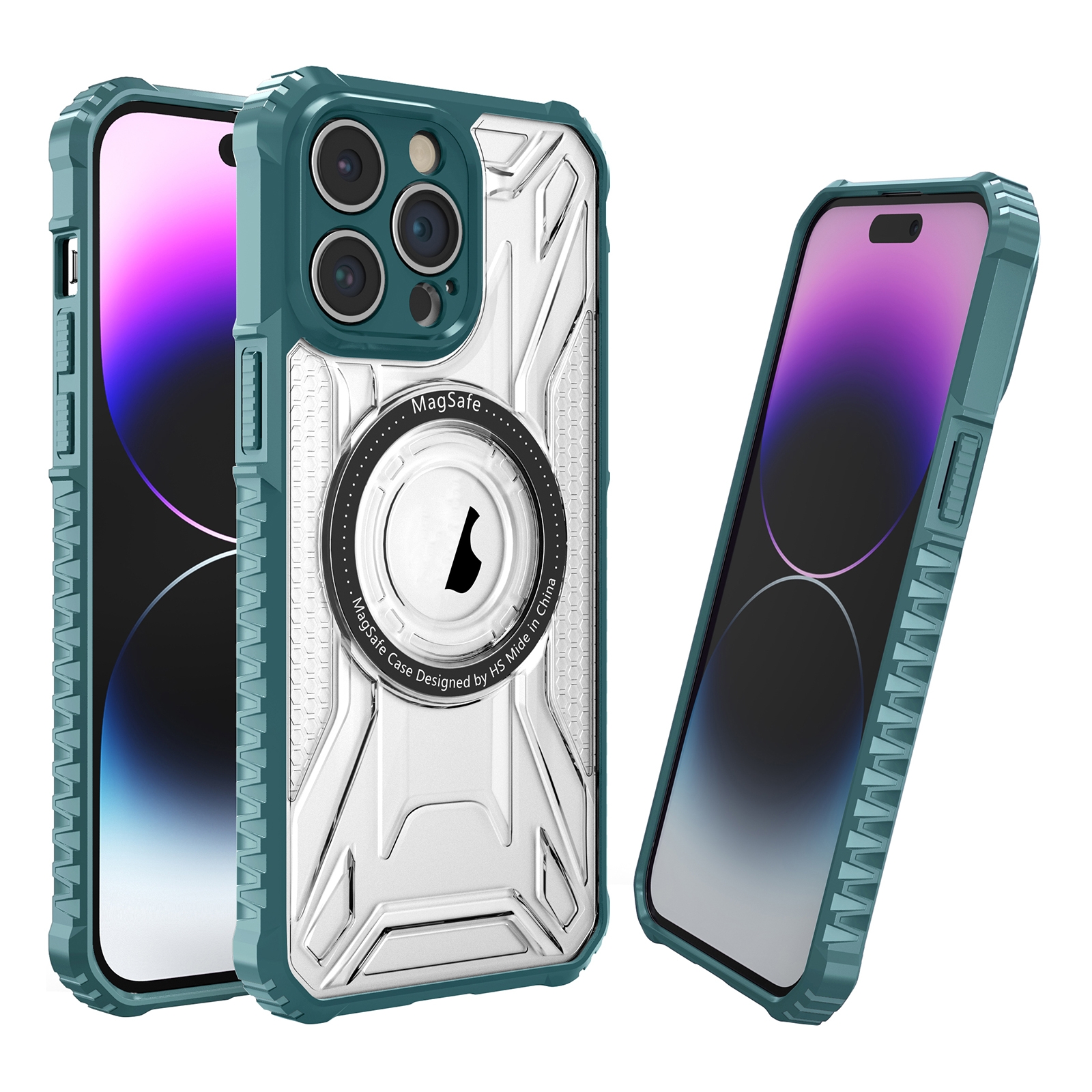 For iPhone 15 Pro Double-sided Non-slip PC+TPU Magsafe Magnetic Phone Case(Dark Green) - Shopkiz.com
