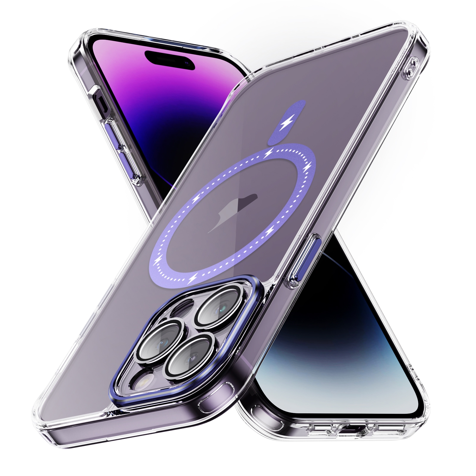 For iPhone 14 Pro Max Airbag Shockproof MagSafe Phone Case(Light Purple) - Shopkiz.com