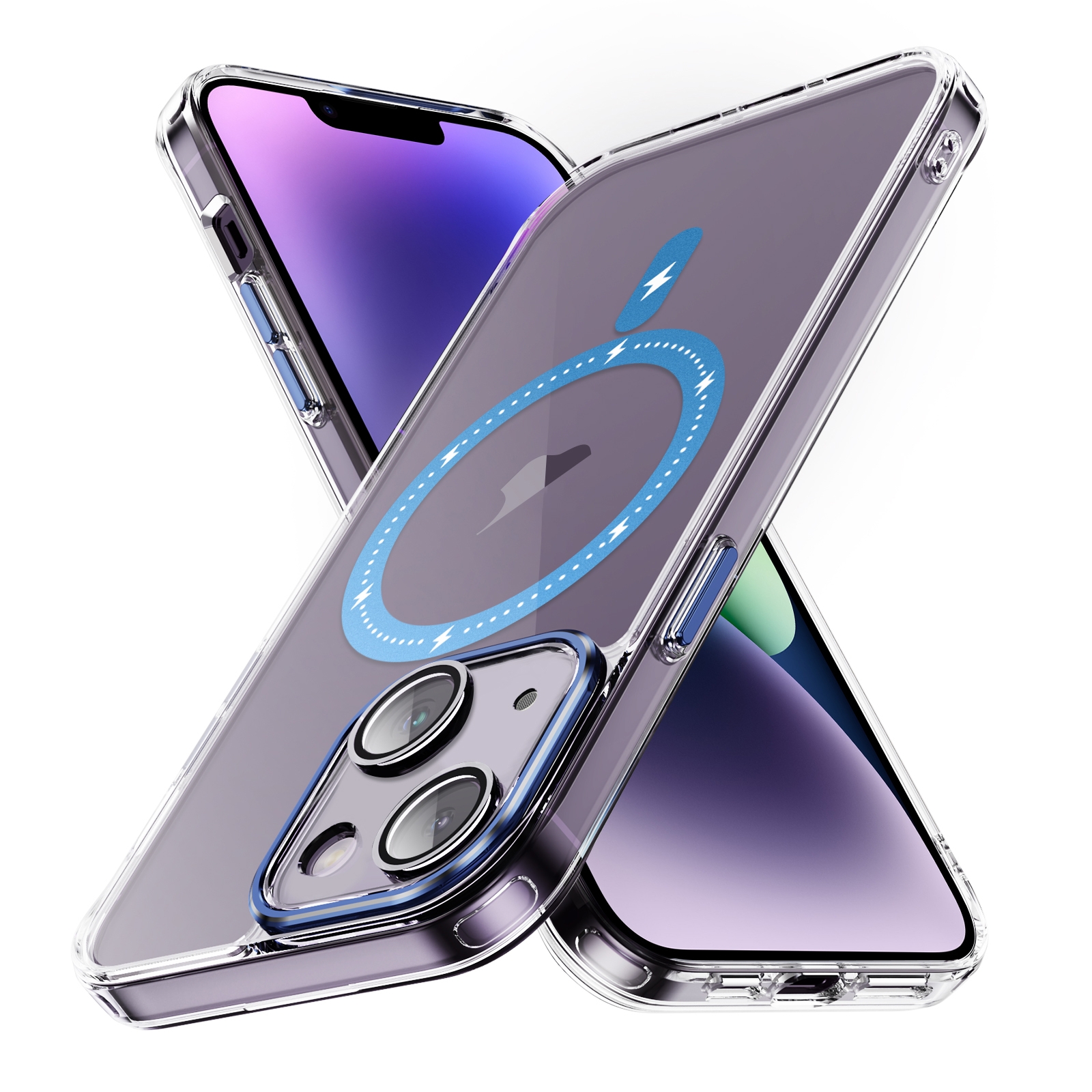 For iPhone 14 Plus Airbag Shockproof MagSafe Phone Case(Blue) - Shopkiz.com