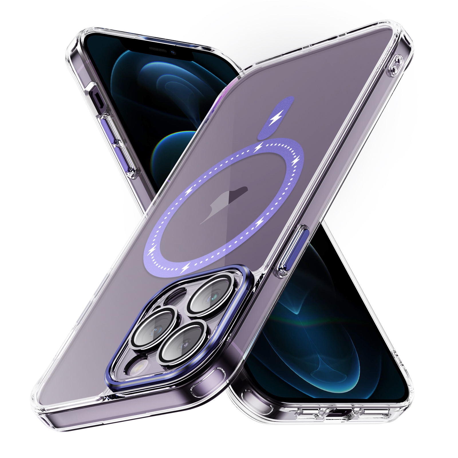 For iPhone 12 Pro Max Airbag Shockproof MagSafe Phone Case(Light Purple) - Shopkiz.com