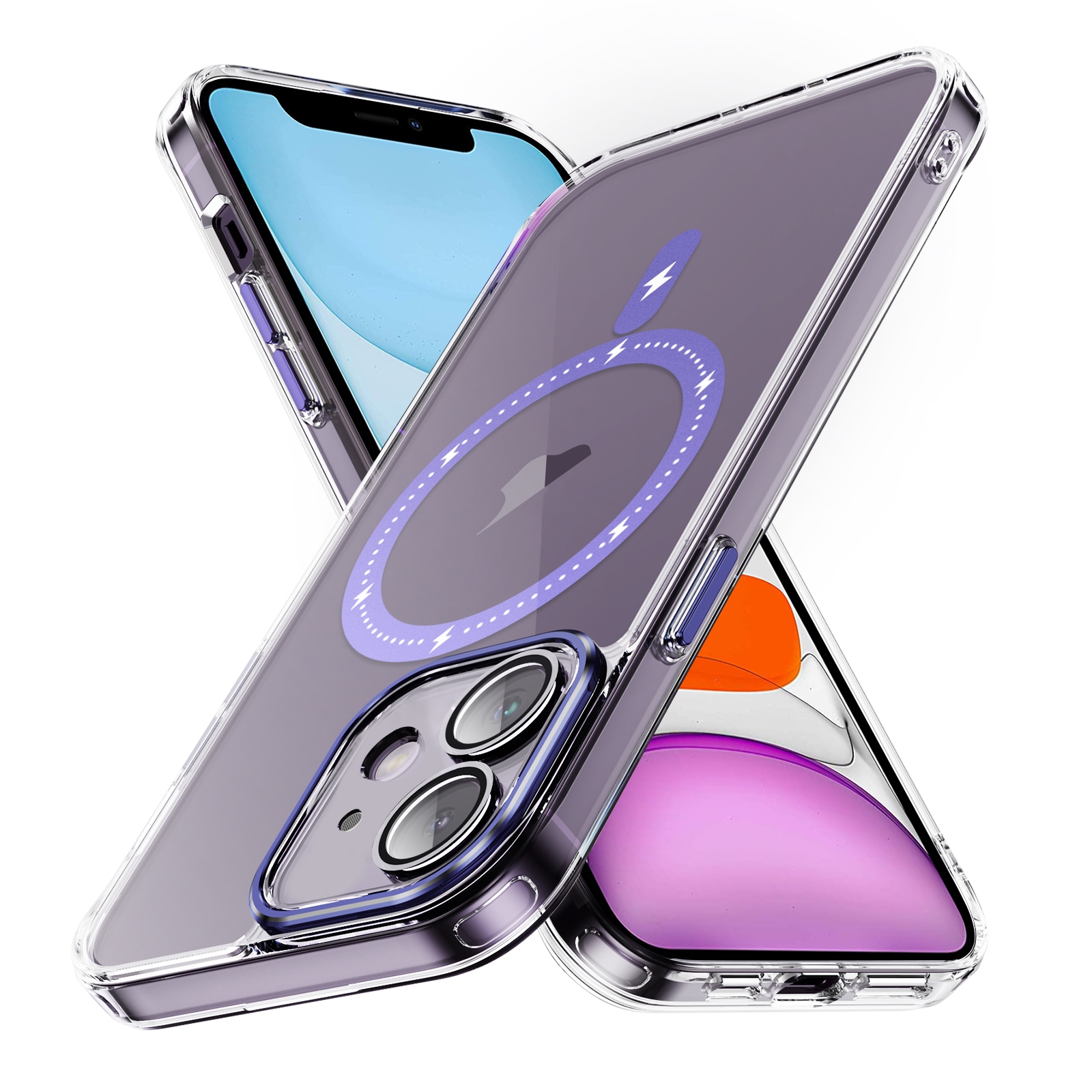 For iPhone 11 Airbag Shockproof MagSafe Phone Case(Light Purple) - Shopkiz.com