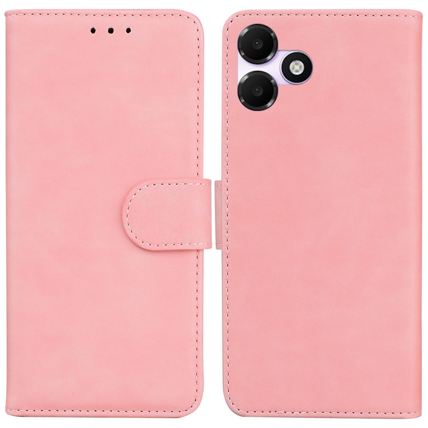 For OPPO A6c 4G Skin Feel Pure Color Flip Leather Phone Case(Pink) - Shopkiz.com