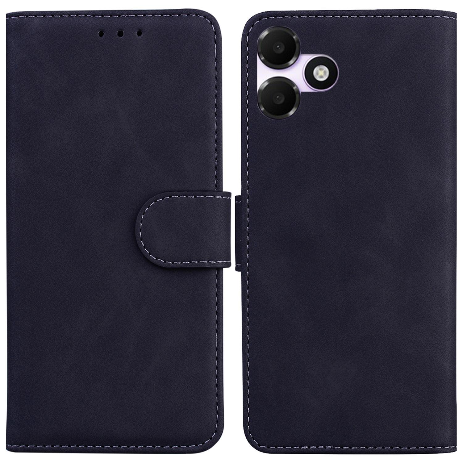 For OPPO A6c 4G Skin Feel Pure Color Flip Leather Phone Case(Black) - Shopkiz.com