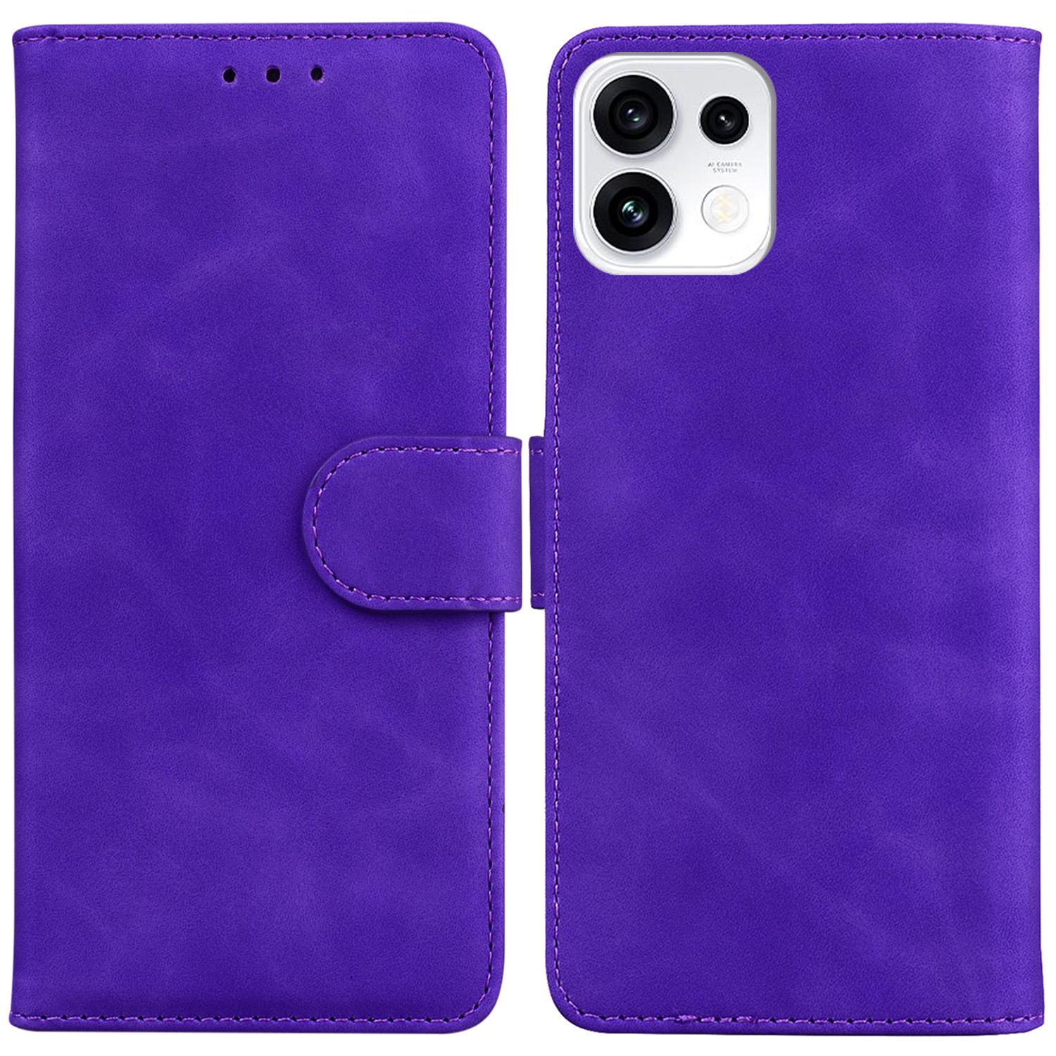 For OPPO Reno16 5G / Reno16 Pro 5G Global Skin Feel Pure Color Flip Leather Phone Case(Purple) - Shopkiz.com