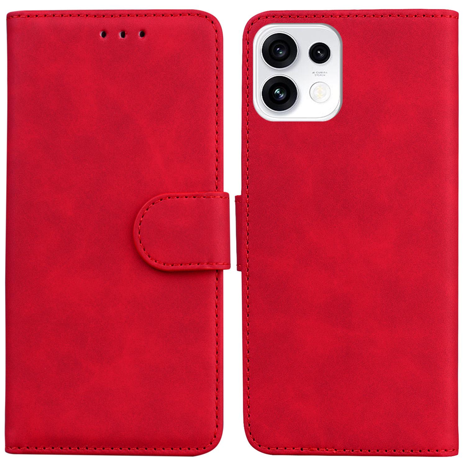 For OPPO Reno16 5G / Reno16 Pro 5G Global Skin Feel Pure Color Flip Leather Phone Case(Red) - Shopkiz.com