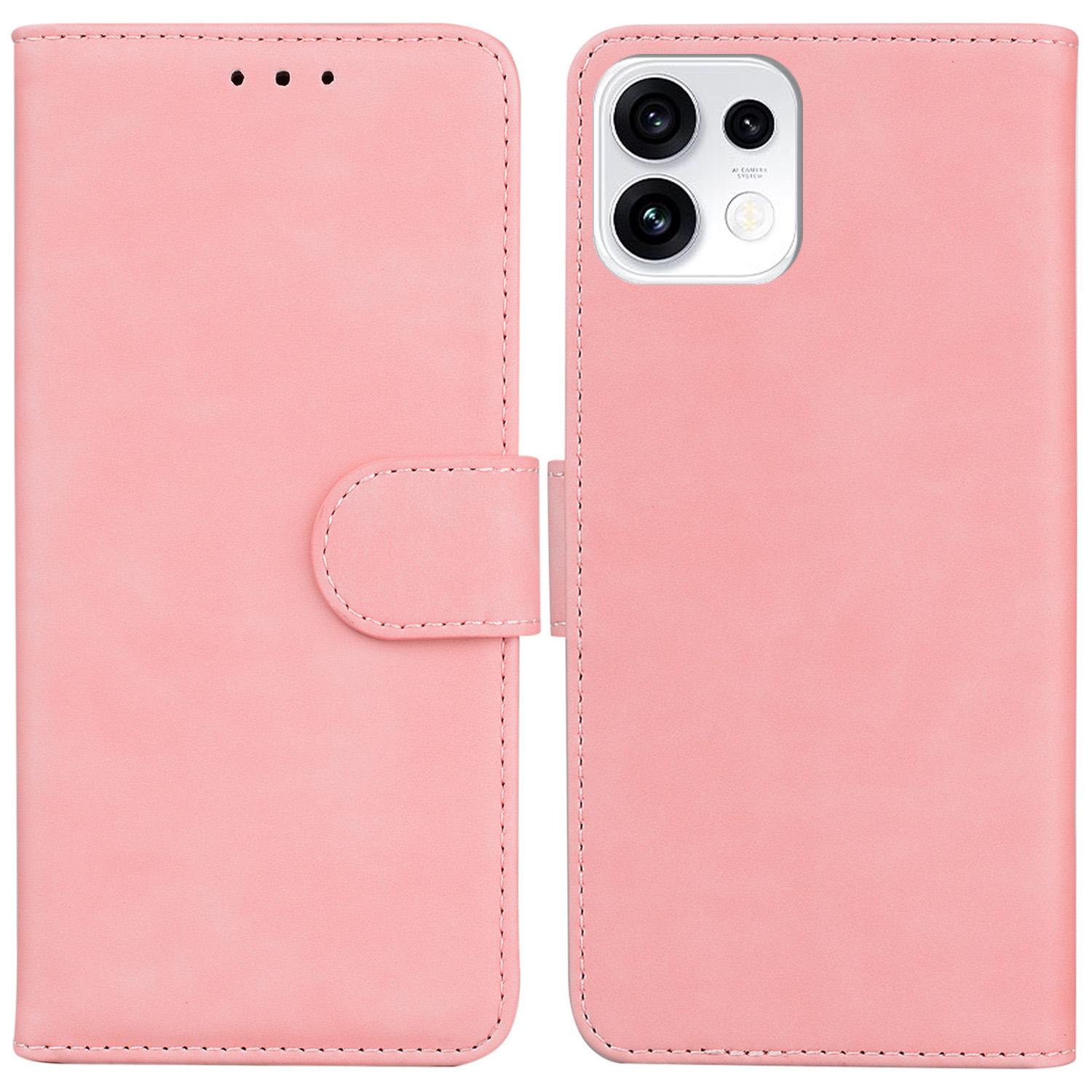 For OPPO Reno16 5G / Reno16 Pro 5G Global Skin Feel Pure Color Flip Leather Phone Case(Pink) - Shopkiz.com
