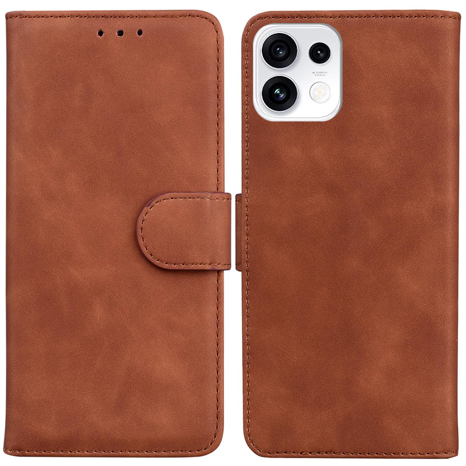 For OPPO Reno16 5G / Reno16 Pro 5G Global Skin Feel Pure Color Flip Leather Phone Case(Brown) - Shopkiz.com