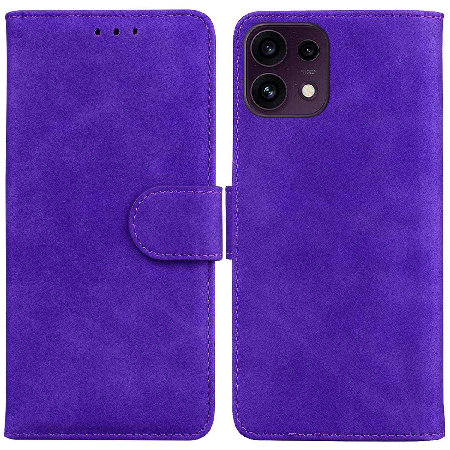For OPPO Reno16 F 5G / Reno16 FS 5G Skin Feel Pure Color Flip Leather Phone Case(Purple) - Shopkiz.com