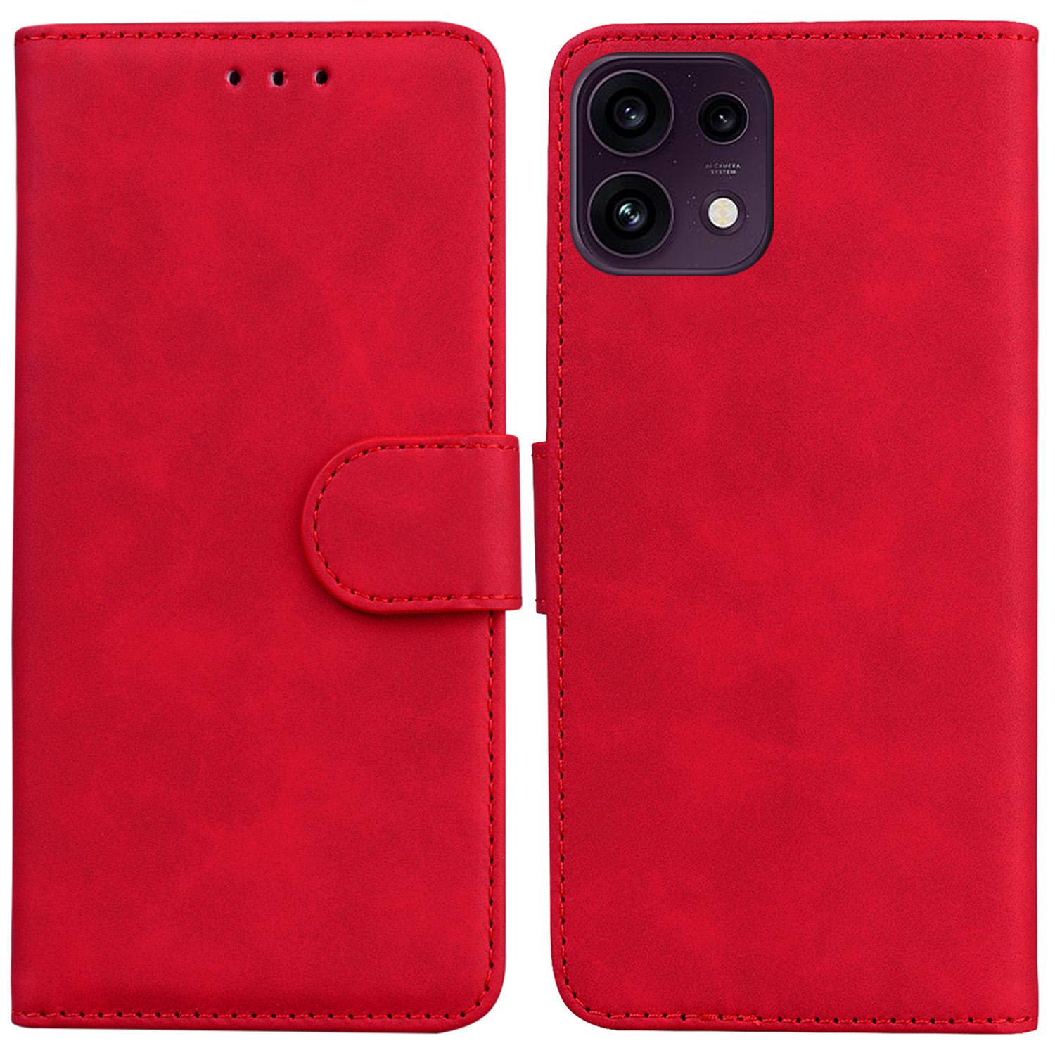 For OPPO Reno16 F 5G / Reno16 FS 5G Skin Feel Pure Color Flip Leather Phone Case(Red) - Shopkiz.com