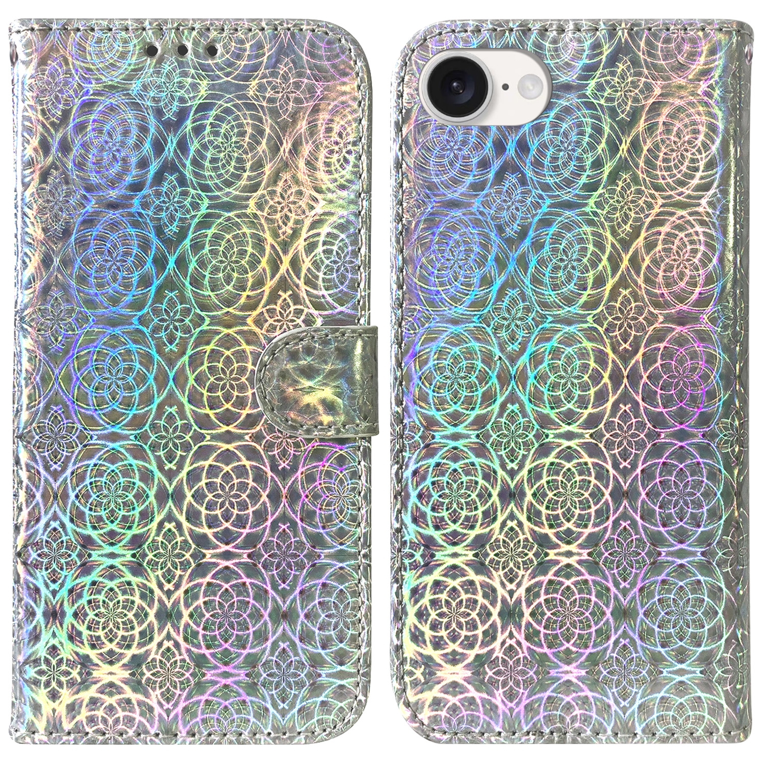 For iPhone 17e / 16e Colorful Magnetic Buckle Leather Phone Case(Silver) - Shopkiz.com