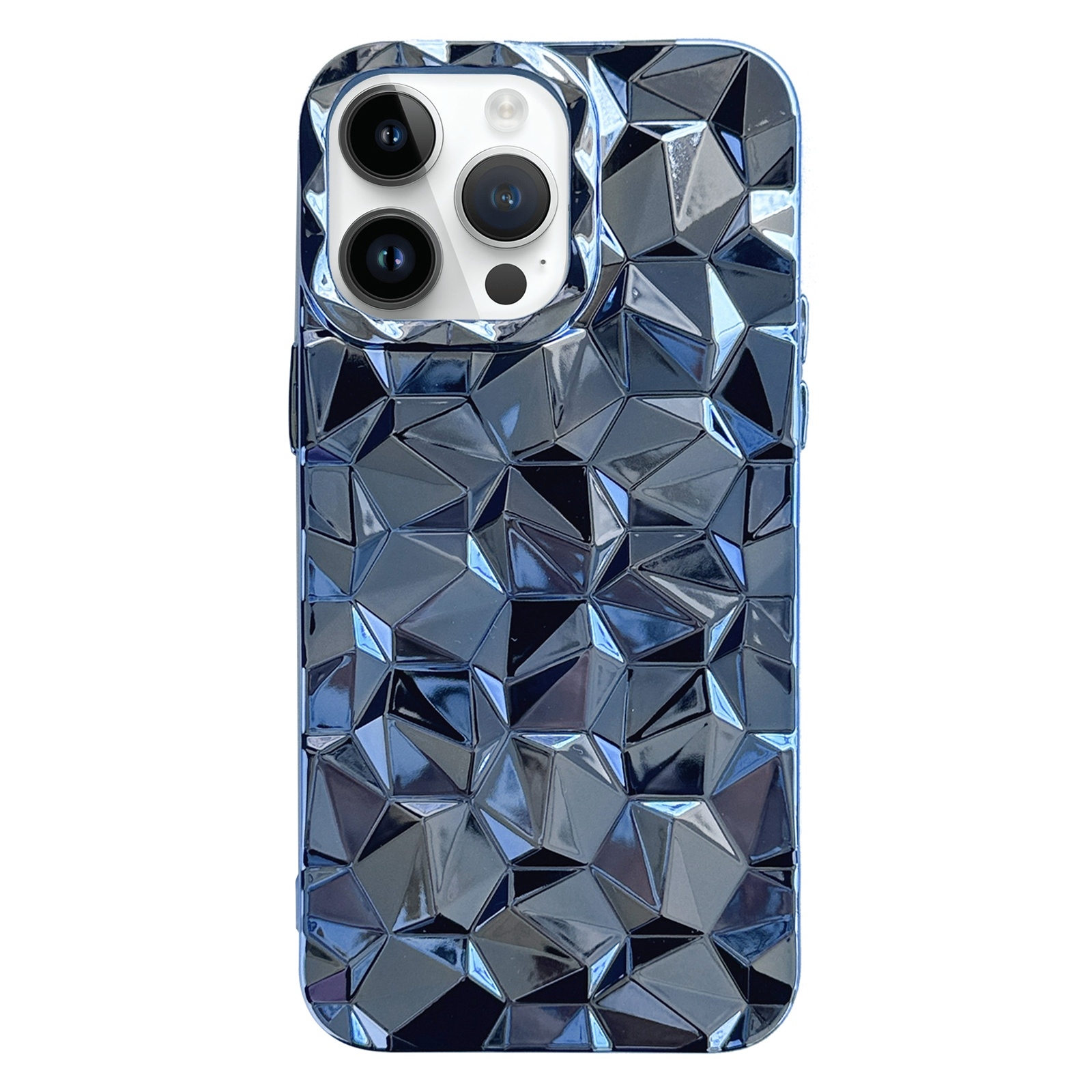 For iPhone 12 Pro Max Electroplating Honeycomb Edged TPU Phone Case(Blue) - Shopkiz.com