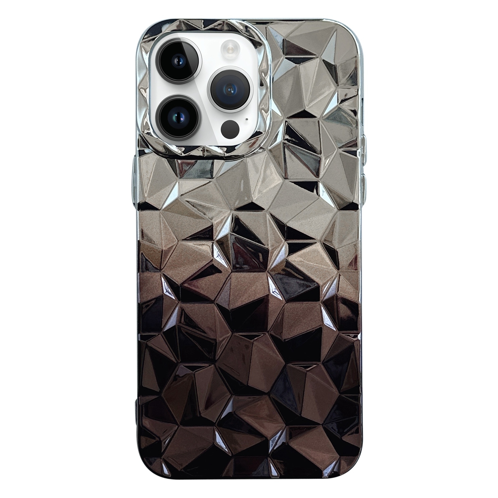 For iPhone 13 Pro Electroplating Honeycomb Edged TPU Gradient Phone Case(Black) - Shopkiz.com
