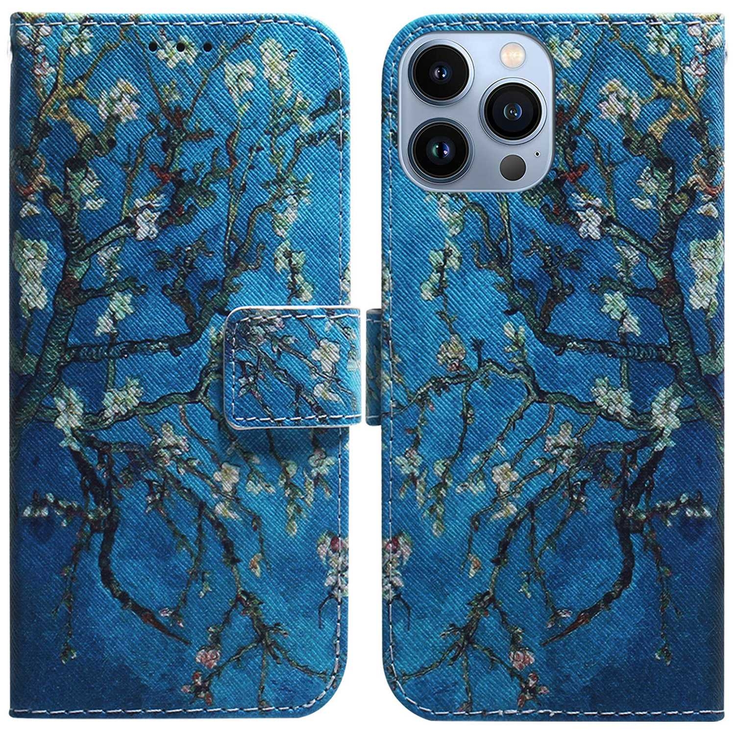 For iPhone 14 Pro Coloured Drawing Flip Leather Phone Case(Apricot) - Shopkiz.com
