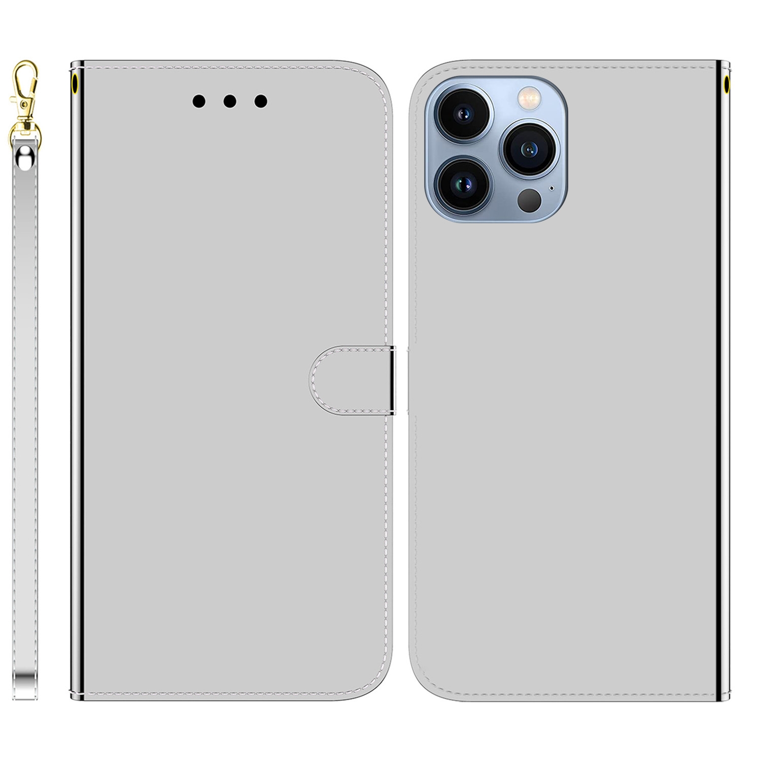 For iPhone 15 Pro Max Imitated Mirror Surface Leather Phone Case(Silver) - Shopkiz.com
