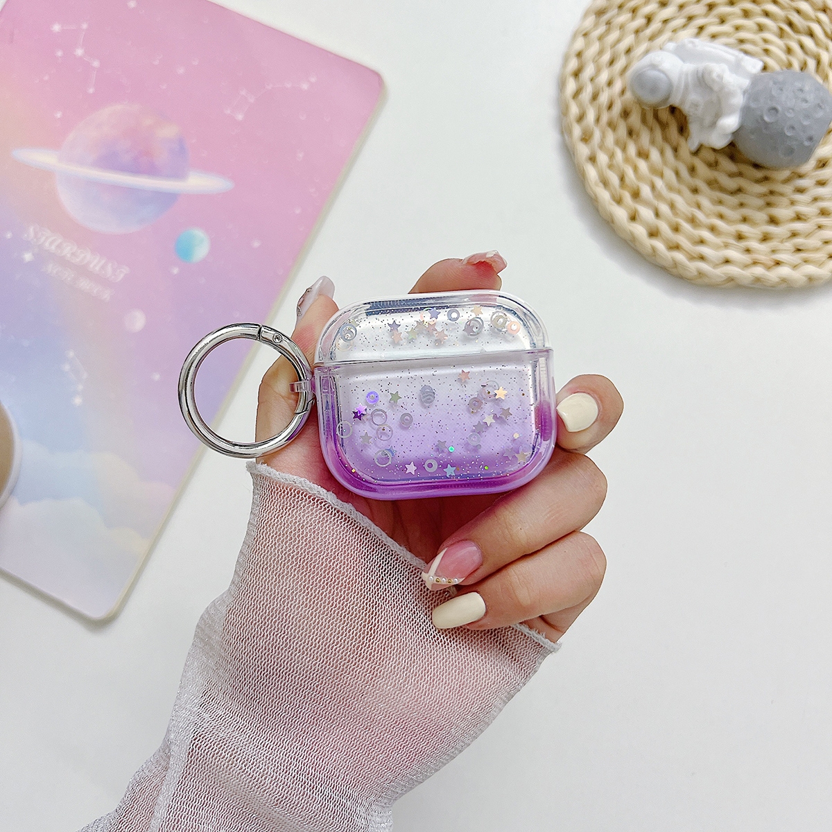 For AirPods 3 Transparent Glitter Bluetooth Earphone Protective Case(Purple) - Shopkiz.com