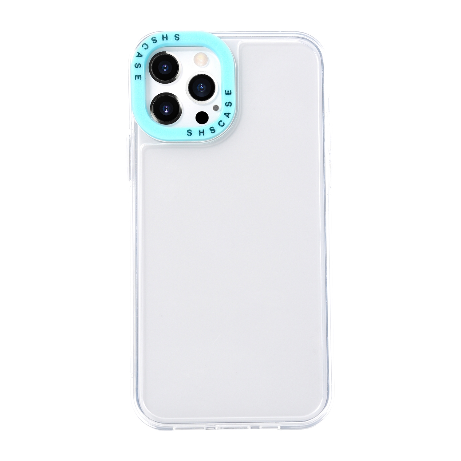 For iPhone 12 Pro Max Color Contrast Lens Frame Transparent TPU Phone Case(Transparent + Sky Blue) - Shopkiz.com