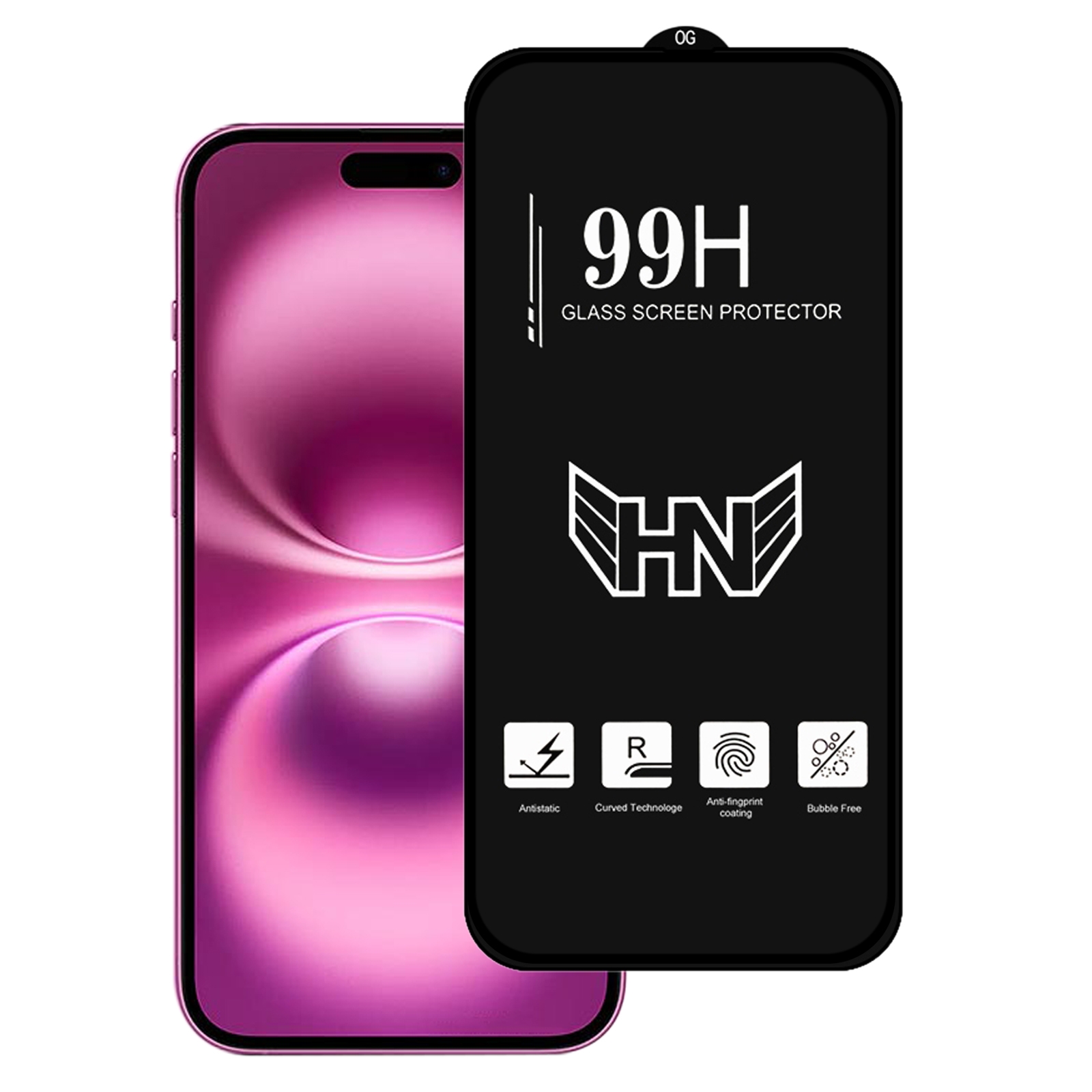 For iPhone 16 Plus High Aluminum Large Arc Full Screen Tempered Glass Film - Shopkiz.com